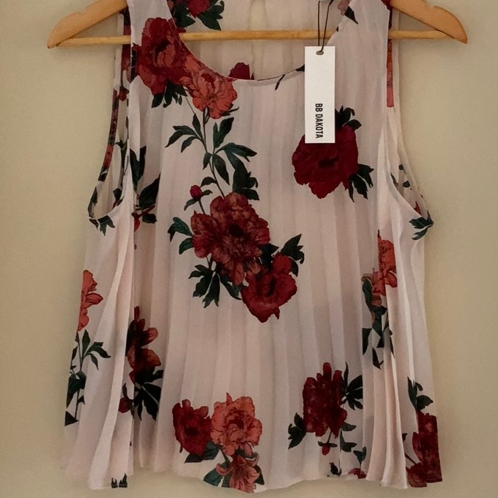 BB Dakota Pink Poplin Sleeveless Top Medium M